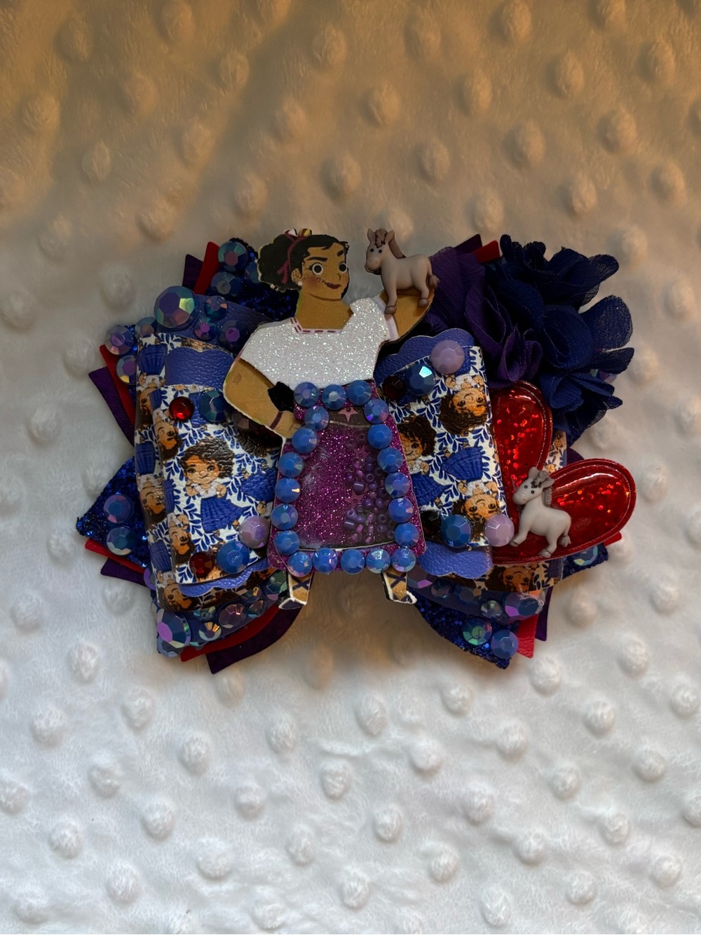 Purple Character Bow Hair Clip for Kids with (Luisa from Encanto)